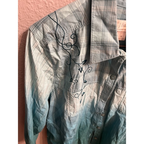 Christopher & Banks Blue Plaid Button Up Shirt Womens 3/4 Sleeves size x - Picture 2 of 6